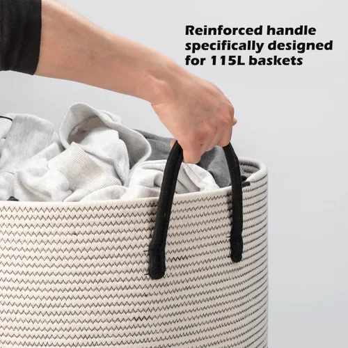 Miniatura 9 de Cestas de almacenamiento extra grandes de 21 x 18 pulgadas, cestas de cuerda ecológicas con tapa, cesta de manta para sala de estar con tapa, cestas