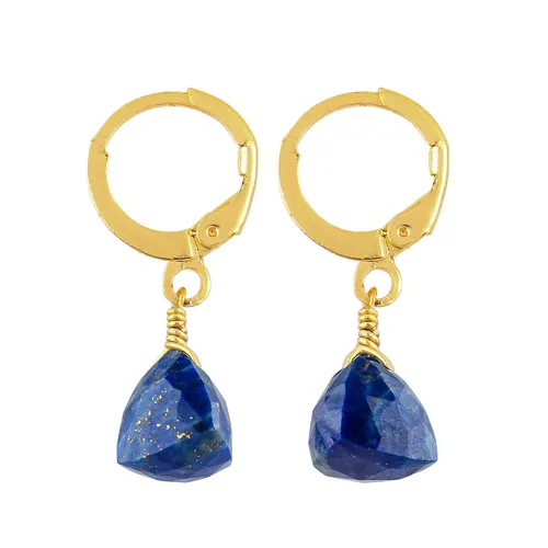 Miniatura 28 de Aretes de aro de cristal afganita natural Piedras afganas de alto grado Aretes chapados en plata Gota lisa Joyas de piedras preciosas hechas