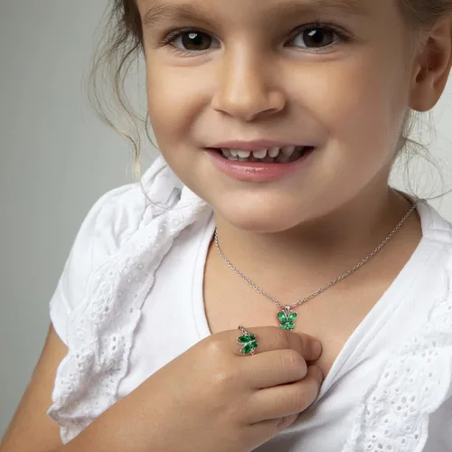 Miniatura 5 de Bestyle Anillo de collar de mariposa con piedra natal plateada para mujeres, delicado y lindo regalo de joyería de mariposa para mujeres