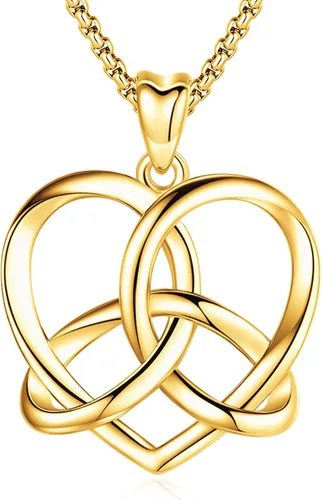 Miniatura 34 de Collar de pentagrama de plata de ley con triple luna, diosa celta, nudo celta, nudo de brujas, Ankh, sol y luna, Hécate, lilith, Santa Muerte