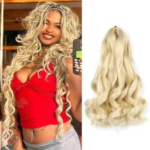 Miniatura 65 de Cabello rizado francés trenzado de 10 pulgadas, color 4, cabello rizado preestirado, 8 paquetes de trenzas de ganchillo de rizo francés para trenzas