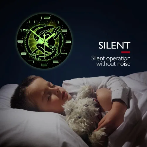 Miniatura 6 de The Geeky Days Alien Xenomorph Reloj que brilla en la oscuridad, funciona con pilas, silencioso de cuarzo, película de ciencia ficción, luminoso, 12