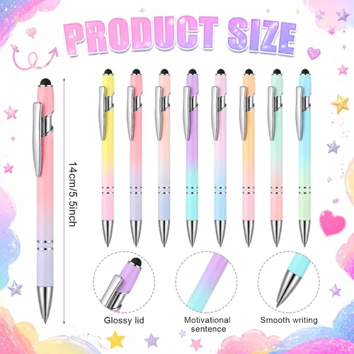 Miniatura 3 de Sherr Juego de 16 bolígrafos y cuadernos con purpurina, mini bloc de notas en espiral, bolígrafos elegantes para niños y niñas, lentejuelas