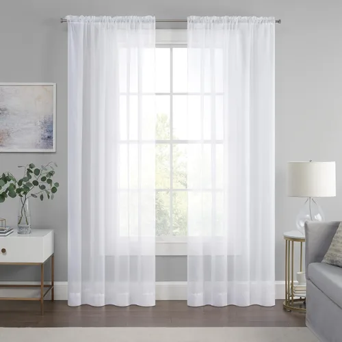 Miniatura 13 de Eclipse Livia - Cortina transparente con bolsillo para barra, 59 x 63 pulgadas, color negro