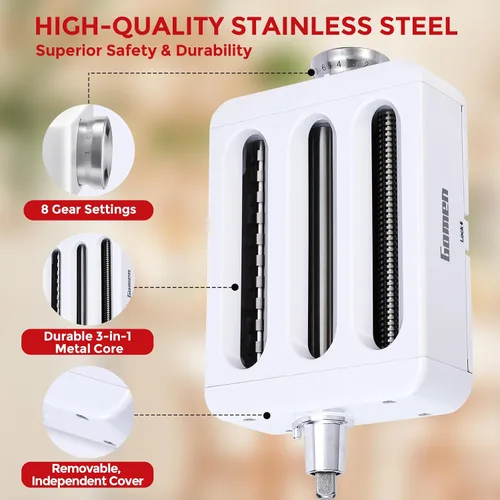 Miniatura 2 de Accesorio para hacer pasta para mezcladores de pie KitchenAid 3 en 1 de acero inoxidable Rodillo de pasta, cortador de espaguetis/fettuccine