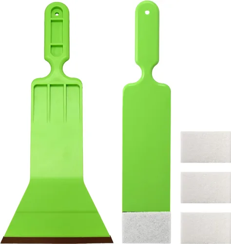 Miniatura 7 de NEWISHTOOL Herramientas de tinte de ventana, kit de rasqueta niveladora, raspador de paleta negra de boca ancha y fregador con almohadillas