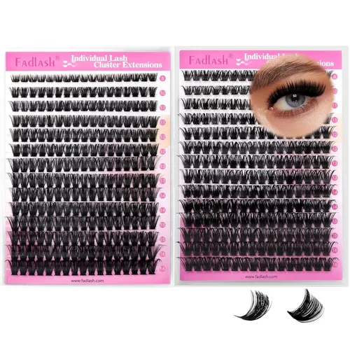 Miniatura 38 de Extensiones de pestañas en racimo 20D, bandeja mixta con pestañas individuales en racimo, de visón negro, para colocar en casa, maquillaje