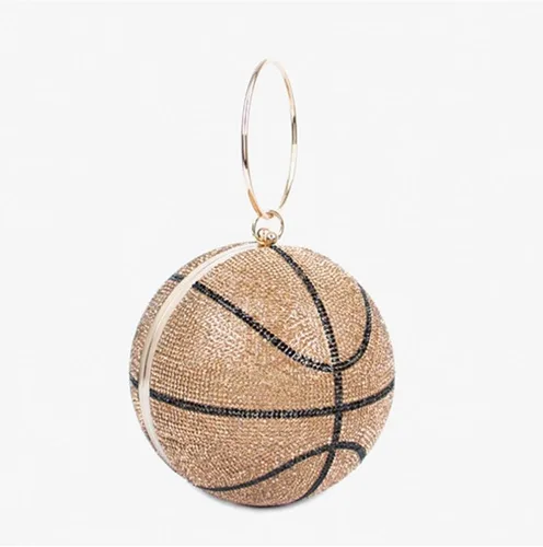 Miniatura 22 de UMREN Bolso cruzado con forma de baloncesto para mujer, con diamantes de imitación, bola redonda de cristal, bolso de mano para fiesta de boda
