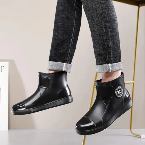 Miniatura 4 de Hsttgsr Botas de lluvia para mujeres y hombres, botas de goma impermeables para hombre, botas de jardín antideslizantes, zapatos de pesca ligeros