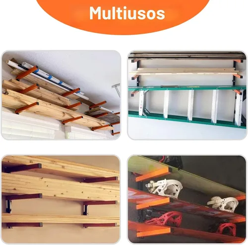 Miniatura 5 de Ultrawall Organizador de madera de montaje en pared y estante de metal para almacenamiento de madera con 3 niveles