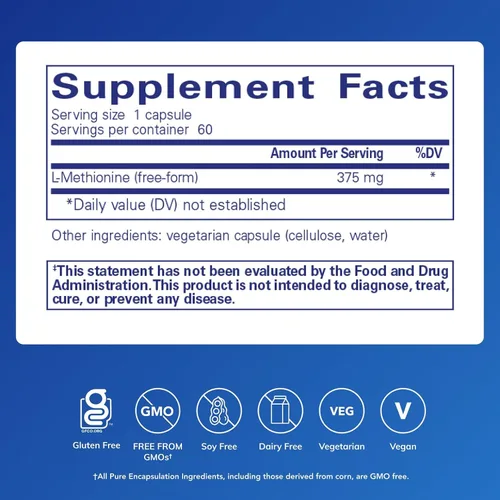 Miniatura 2 de Pure Encapsulations L-metionina Suplemento de glutatión y aminoácidos para articulaciones, apoyo al hígado y páncreas, antioxidantes y sistema