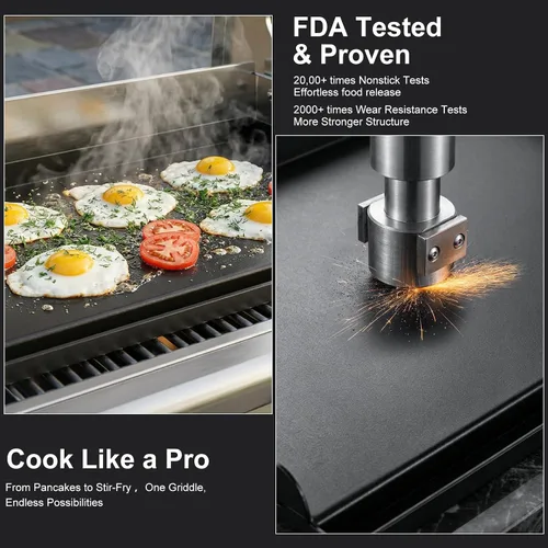 Miniatura 5 de 25" x 16" Cast Iron Griddle for Gas Grill with Silicone Griddle Tool Kit, Pre-Seasoned Grill Griddle for Gas/Charcoal Grills, Flat Top Grill