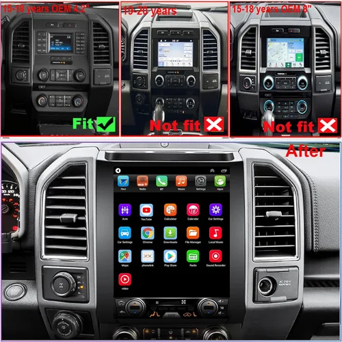 Miniatura 2 de Para Ford F150 Radio Upgrade 2015 2016 2017 2018, reemplazo del sistema estéreo de CPU de 8 núcleos, pantalla táctil de 12.1 pulgadas, Carplay