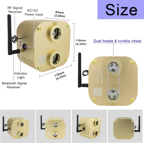 Miniatura 2 de AKEPO Luces de fibra óptica de doble cabezal de 20 W, RGBW, parpadeo+APP+fibra óptica activada por sonido, kit de luz de techo de estrella total