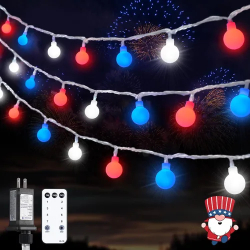 Miniatura 9 de JMEXSUSS 100 luces LED de Navidad a pilas para interiores y exteriores, impermeables, 33 pies, luces de globo en cadena con pilas con control Varios