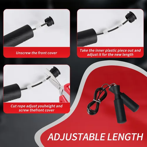 Miniatura 6 de Cuerda de saltar ajustable, sin enredos y rápida con rodamientos de bolas, adecuada tanto para niños como para niñas para hacer ejercicio y 2-Negro