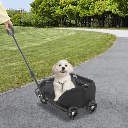 Miniatura 5 de Cochecito para perros, carrito plegable portátil para perros con 4 ruedas, cochecito para mascotas para perros pequeños, gatos de hasta 16.53