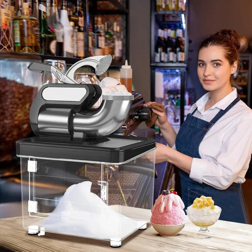 Miniatura 2 de Máquina comercial de cono de nieve de 660 libras/h, trituradora de hielo eléctrica aprobada por ETL de 300 W con interruptor de encendido/apagado
