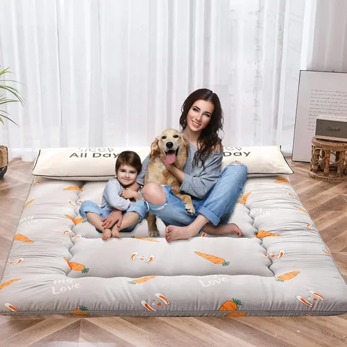 Miniatura 13 de QQP Colchón de futón japonés plegable de tatami, tapete portátil para adultos y niños, tapete para dormir adecuado para campamento, habitación