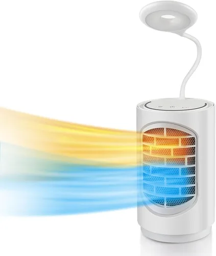 Calentador de Espacio Eléctrico ibo Calentador de Cerámica Pequeño con Luz LED, Calentador de Ventilador de 600W 4 en 1 Calentador de Escritorio