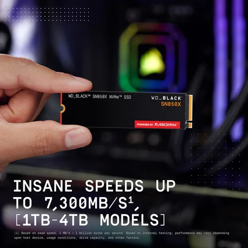 Miniatura 4 de WD_BLACK SN850X 1TB NVMe SSD - M.2 2280, velocidades de lectura de hasta 7,300 MB/s, velocidades de escritura de hasta 6,300 MB/s, expansión