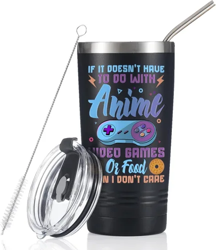 Miniatura 11 de Onebttl Regalos de anime para hombres, mujeres, niños - Vasos de acero inoxidable aislados al vacío de doble pared de 20 oz/590 ml - Regalos