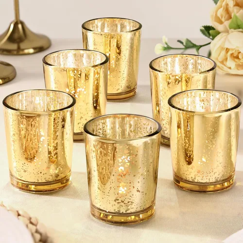 Miniatura 15 de LETINE 6pcs Blue Votive Candle Holders – Standard Votive Size for Regular Votive Candles– Tea Light Candles Holder, Candle Holder for Summer