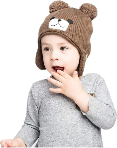 Miniatura 6 de LLmoway Gorro de punto con forro polar para bebé, con orejeras, pompón