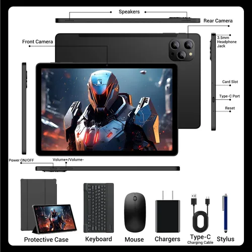 Miniatura 9 de Tableta, tabletas de 11 pulgadas, tableta Android 15 con teclado y ratón, T615 Octa-Core, 36 GB de RAM +256 GB ROM, Gemini AI, 8000 mAh, Widevine
