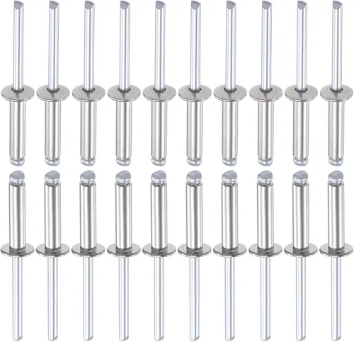 Miniatura 16 de DTGN Remaches ciegos de 0.126 in x 0.197 in (DxL) – Paquete de 100 – Bueno para la unión de maquinaria – Remache de extremo abierto de cúpula