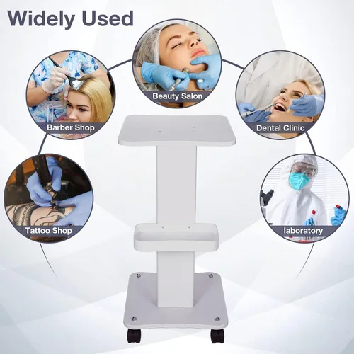 Miniatura 4 de Carrito de esteticista con ruedas, soporte de aluminio para máquina de belleza de spa, carga de 135 libras, carrito rodante de 3 niveles