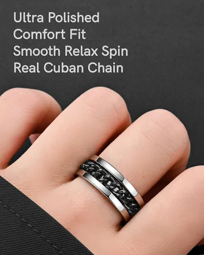 Miniatura 3 de King Ring 8mm Spinner Ring Fidget Ring for Men & Women Designed in USA