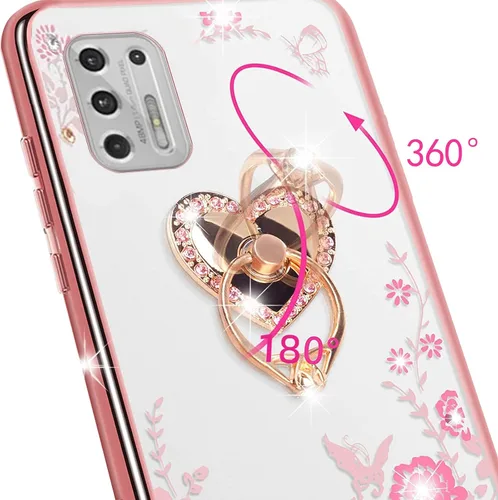 Miniatura 3 de Funda para Moto g Stylus 2021, Motorola g Stylus 4G 2021 para mujer, con purpurina, cristal, mariposa, corazón, floral, TPU de lujo, bonita funda