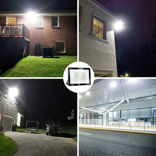 Miniatura 2 de Paquete de 2 focos LED de 100 W para exteriores, luces de seguridad superbrillantes de 8000 lúmenes, equivalente a 550 W, impermeable IP66, blanco