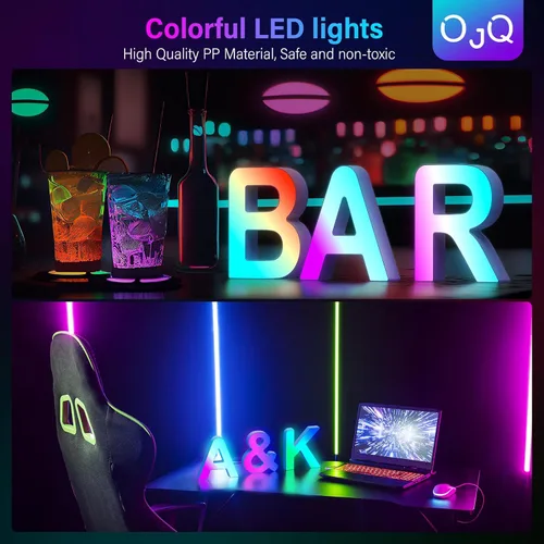 Miniatura 3 de OJQ Letras LED Iluminadas con Música Sincronizada de Letras del Alfabeto Coloridas - Luz de Dormitorio con Cambio de Color - Regalos de Cumpleaños
