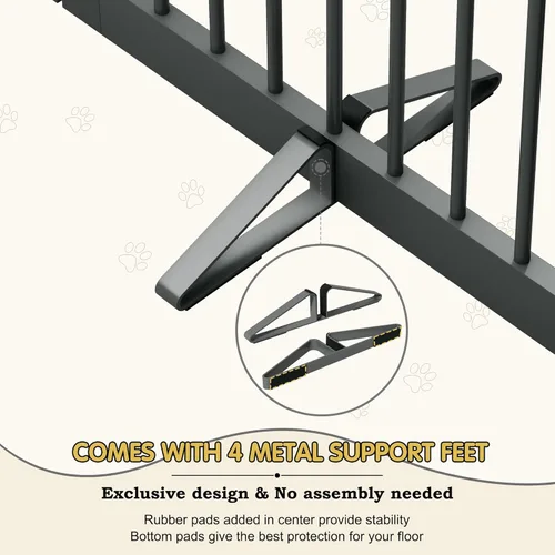 Miniatura 3 de PUPETPO Puertas independientes para mascotas con puerta de paso, valla interior para perros, puerta para perros para la casa, puerta, escaleras, Gris