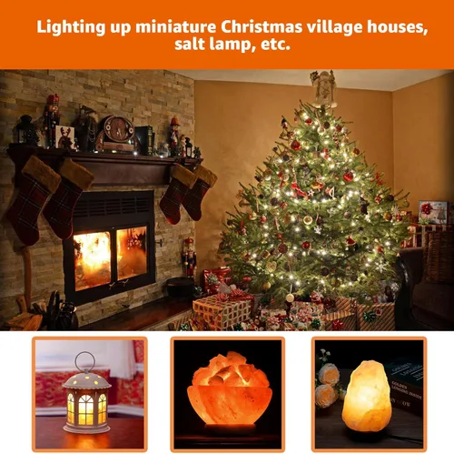 Miniatura 7 de Luces de Pueblo Navideño con 4 Bombillas LED, Bombillas LED C7 con Cable y Clips para Luces de Navidad Halloween Cabaña, Calabazas, Decoración