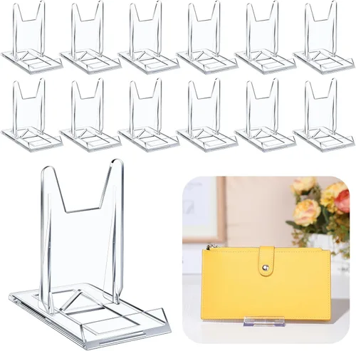 12 paquetes de soporte ajustable para bolsos, soporte transparente de acrílico para carteras, bolsos, joyería, organizador de exhibición para