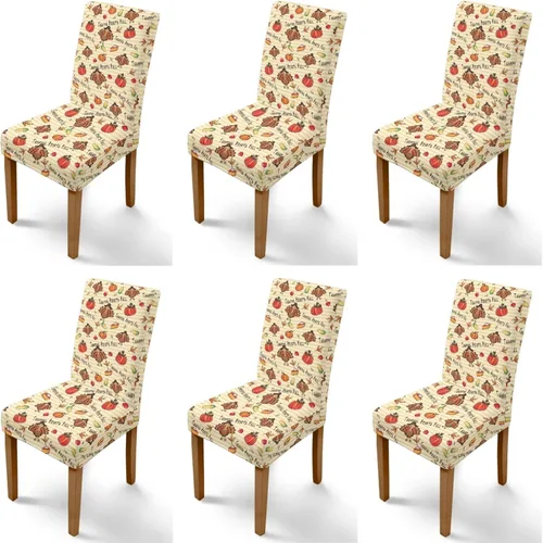 Rnyleeg Thanksgiving Chair Covers for Living Room No Arms Turkey Pumpkin Stretch Dining Chair Covers Set of 6 Soft Washable Kitchen Chair Protector