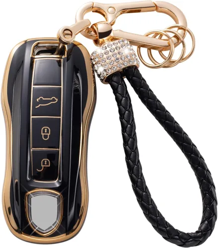 Miniatura 33 de Gematay Funda protectora para llavero VW Volkswagen con cordón para llavero, compatible con VW Jetta Golf Polo MK7 Passat Beetle Smart Key Case