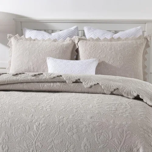 Miniatura 2 de Juego de colcha tamaño matrimonial/queen king, ropa de cama de lujo suave y ligera de 3 piezas para todas las estaciones, colcha reversible 100%