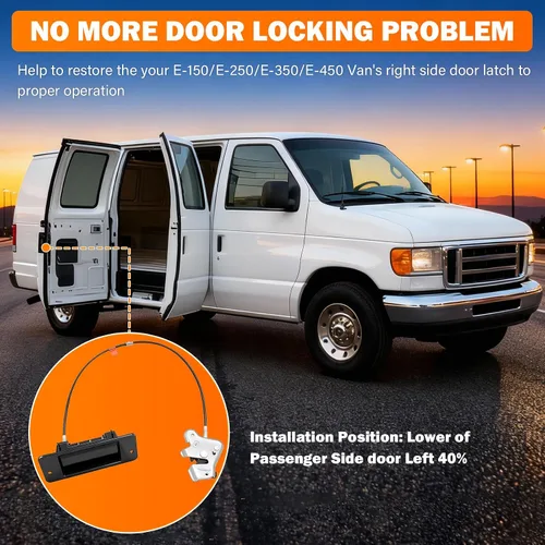 Miniatura 4 de Manija de puerta lateral derecha para Ford E150 E250 E350 Econoline Van Super Duty 1992-2009 RH Lado del pasajero Puerta con bisagras Puerta