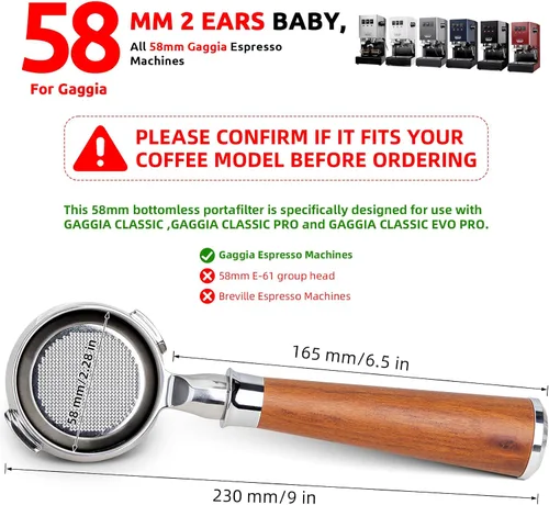 Miniatura 3 de Portafiltro sin fondo de 2 orejas de 2.008 in para De-longhi Stilosa ECP3420/EC155/BCO430/EC260, portafiltro de acero inoxidable 100% con 1 cestas
