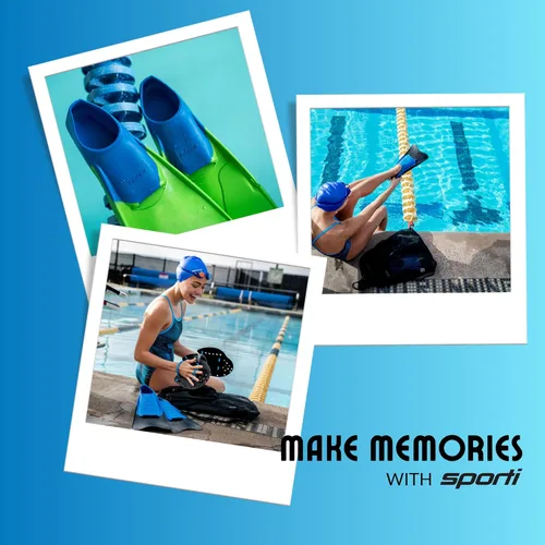 Miniatura 7 de Sporti Aletas de natación cortas para adultos y niños para natación en piscina, aletas flotantes para natación y snorkel, aletas de natación