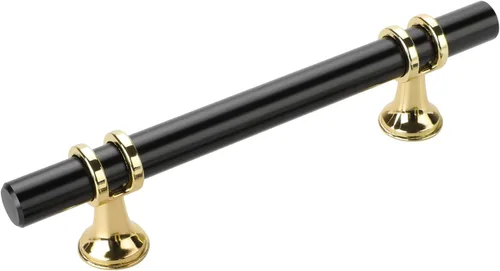 Miniatura 55 de Haliwu - Paquete de 6 perillas doradas negras para gabinete, perillas de cajón en T de dos tonos, perillas de cocina negras mate, perillas sólidas