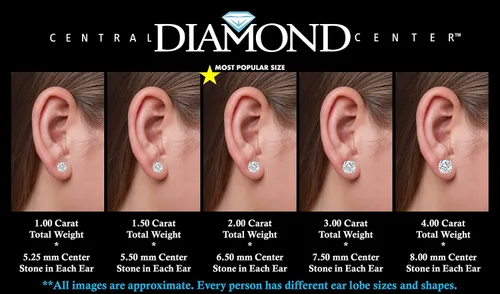 Miniatura 3 de Aretes de oro macizo de 14 quilates y diamantes de imitación de plata, aretes de circonita cúbica, 0.30 ct a 8.00 ct