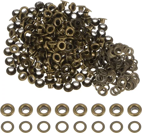 Miniatura 45 de HARFINGTON Juego de 200 ojales redondos de color de 0.394 pulgadas, ojales metálicos con arandelas para álbumes de recortes, zapatos, ropa, lona