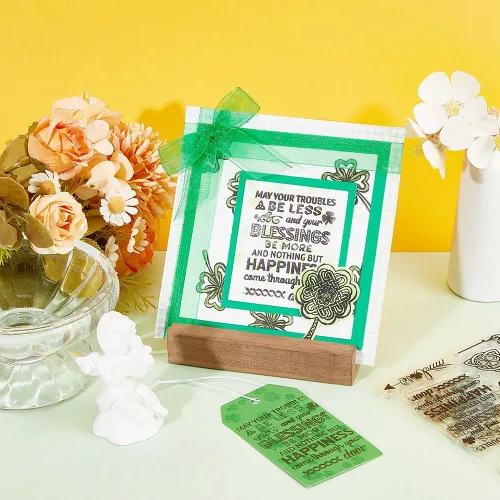 Miniatura 2 de INFUNLY Gnomos - Sellos transparentes y troqueles para hacer tarjetas, palabras, sellos de goma, lindos troqueles de corte de gnomos, bandera