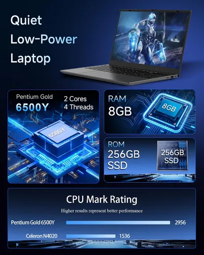 Miniatura 2 de Laptop 2026 de 16 GB de RAM, 256 GB SSD Laptops Computadores portátiles con Pentium 6500Y hasta 3.4GHz, pantalla FHD IPS de 15.6 pulgadas, USB C