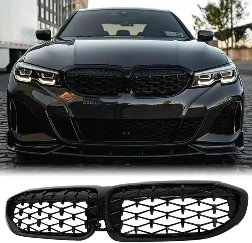 Miniatura 35 de Parrilla E90 – Rejilla negra de riñón individual compatible con BMW serie 3 E90 2009-2011 323i 328i 328xi 335d 335i 335xi Sedan LCI, E91 328i 328xi